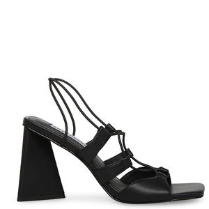 Steve Madden Black Vegan Leather Block Heel Sandals